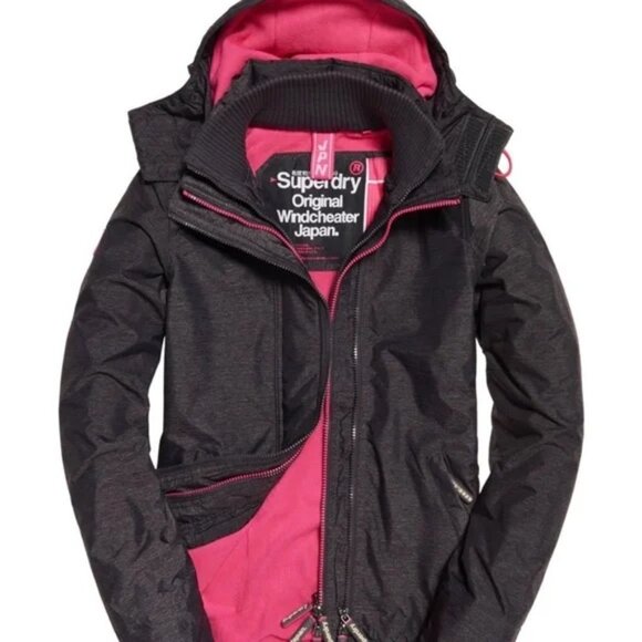 Superdry Jackets & Blazers - NWT Superdry Grey Pink Pop Zip Hooded Arctic SD-Windcheater Jacket XLARGE